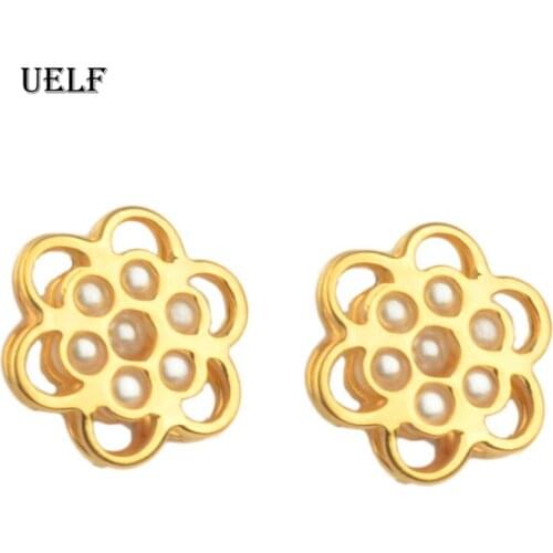 Uelf Earrings For Women Earrings Sweet Pearl Pendientes Girl Ear Jewelry boucle d'oreille femme 2019 Flower Brincos