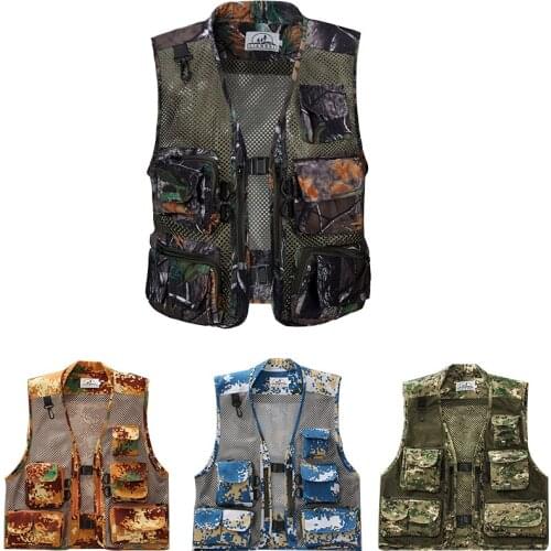 New Store Mens Outdoor Sports Fishing Vest Photography Fishing Jacket Multi Pocket Zipper Loose Mesh Clothing chaleco de pesca