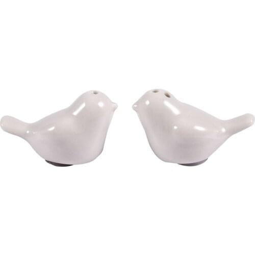 1 Set of Love Birds Ceramic Salt and Pepper Shakers Personalised Wedding Favors - White