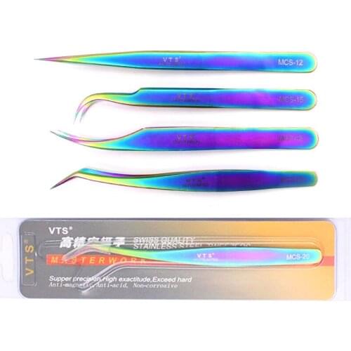 1pc Stainless Steel Eyelashes Tweezers Professional For Volume Lashes Extension Rainbow Fans Eyelash Tweezer Excellent Closure