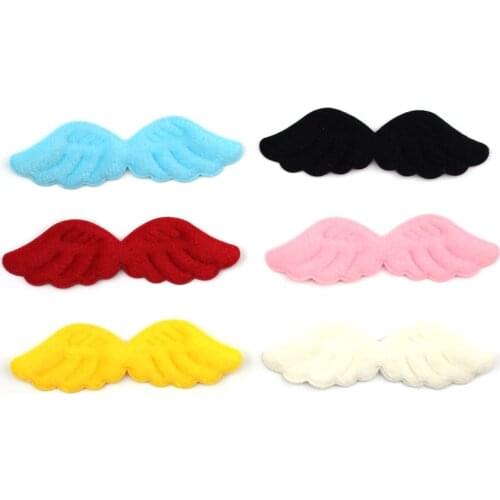 30Pcs 3*10cm Furry Angel wing shape Appliques for Clothing patches Sewing Supplies Hair Hat Decor Ornament Accessories