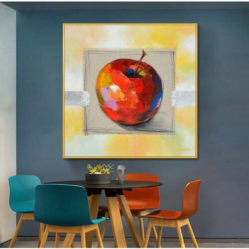 3D Abstract Apple Pear Painting 100% Hand Painted Oil Painting On Canvas Modern Wall Art Fruit Painting Poster For Home Decor