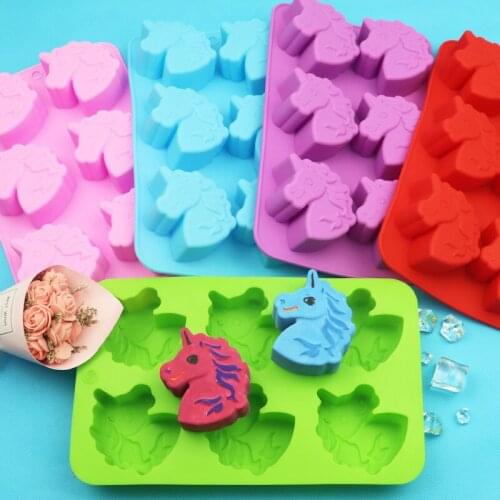 6 cavity unicorn silicone cake mould Fondant Cupcake Muffin Mold Cookies Muffin Chocolate Mould Baking Tools