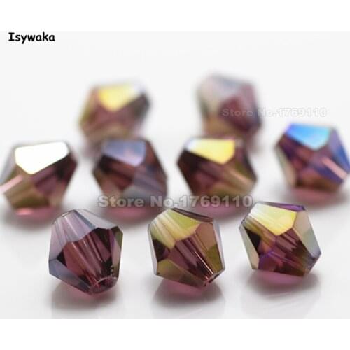Isywaka 38pcs Purple Red AB Color 8mm Bicone Austria Crystal Beads charm Glass Beads Loose Spacer Bead for DIY Jewelry Making