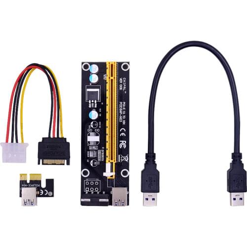 CHIPAL 100PCS 006S PCI-E 1X to 16X Riser Extender 100CM 60CM USB 3.0 Cable SATA to 4Pin Power Cord for GPU Video Graphics Card