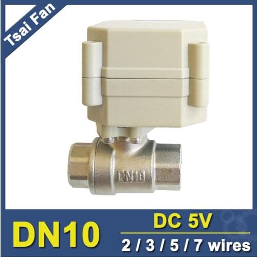 DC5V BSP/NPT 3/8'' Electric Water Valve 2/3/5/7 Wires Stainless Steel DN10 Motorized Valve For Water Application