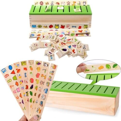 Wooden Puzzle Kids Early Learning Educational Toys Shape Learning Character Recognition Box New