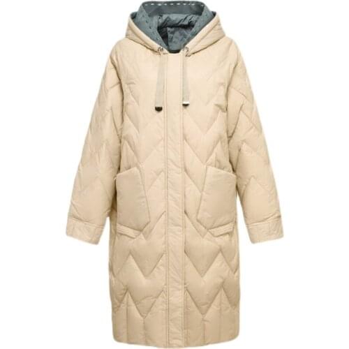 Long Winter Jacket and Coat for Women Warm Hooded Jackets Famale Loose Korean Style Down Coats Famale Abrigos Para Mujer SQQ213
