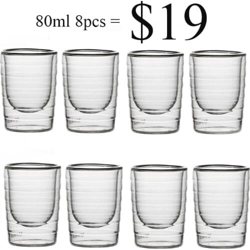 Double layer heat-resistant glass threaded cup transparent coffee cup 85 150ml creative water milk cup drinking wine glass set