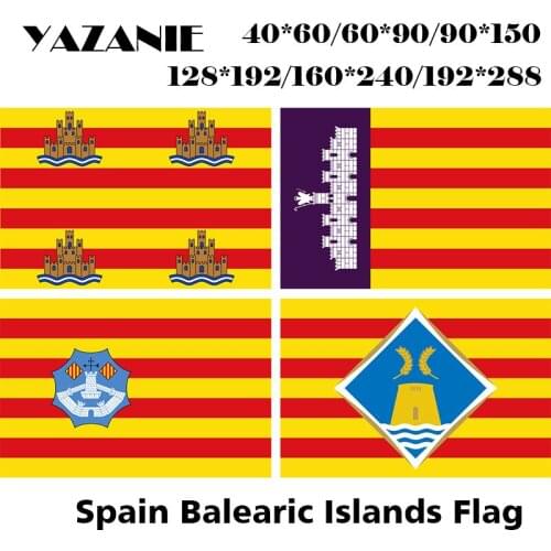 YAZANIE Any Size Double Sided Spain Ibiza Majorca Menorca Formentera Spain Balearic Islands 3*5ft 90*150cm Flags and Banners