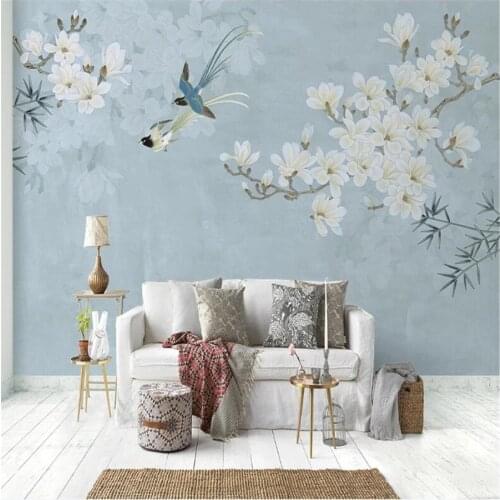 Beibehang Custom wallpaper 3D mural Chinese magnolia bird illustration sofa background wall living room bedroom mural фотообои