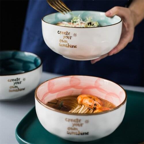 Nordic 6 Inch Star Starry Ceramic Fruit Salad Dessert Tray Large Noodle Breakfast Salad Bowl Restaurant Serving Bowl Tableware