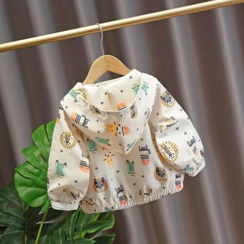 Boys Girls Cartoon Jackets Spring Autumn Hooded Cartoon Animals Print Zipper Jacket Coat Kids Baby Clothes Outerwear Tops