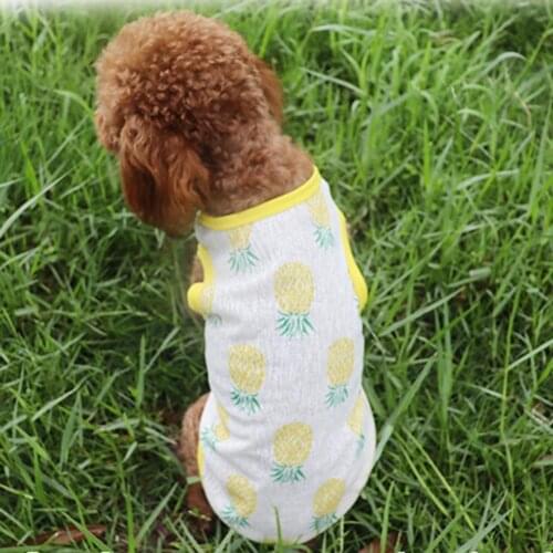Summer Fashion Exquisite Workmanship Cute Printing Breathable Round Neck Dog Puppy Vest Pet Clothes Sleeveless Pineapple Tunic