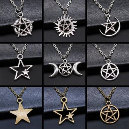 Hot Fashion Vintage Pentagram Star Statement Pendant Necklace For Women Jewelry