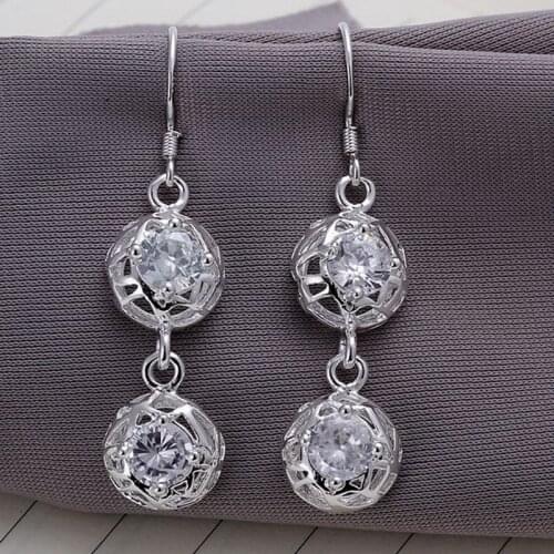 Fashion jewelry Earring For Women, Plated Earrings Inlaid Hollow Ring Earrings E210 /XZFQNTWU DFRQXGTV silver color