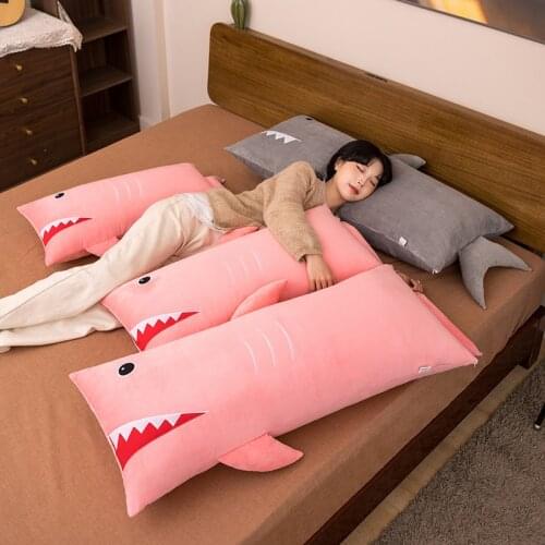 80-120CM 2 Colors Giant Plush Shark Pillow Simulation Cartoon Animal Plush Toys Stuffed Bed Sleeping Pillow Cushion Room Decor