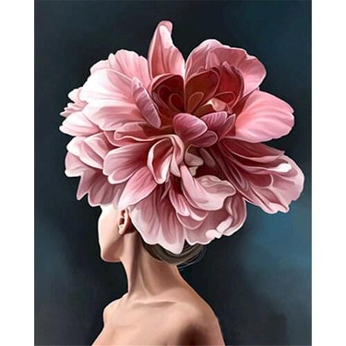 Flower And Women Pre-Printed 11CT Cross Stitch Embroidery Complete Kit DMC Threads Painting Handicraft Handiwork Sewing Gift