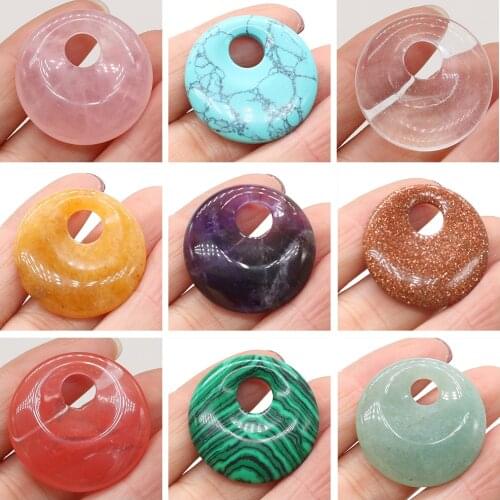 Natural Amethysts Turquoises Beads Big Hole Round Shape Beads for Making DIY Jewely Necklace Accessories Size 30x30mm Hole 8.5mm