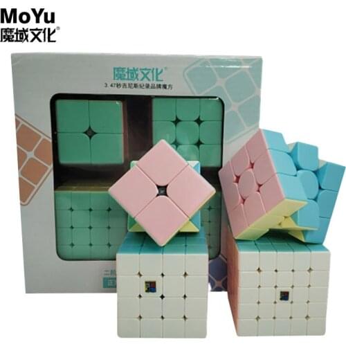 Newest Moyu Meilong Cubes Bundle Macarons 2x2 3x3 4x4 5x5 Meilong 2345 Set Pack Puzzle Toy with Gift Box