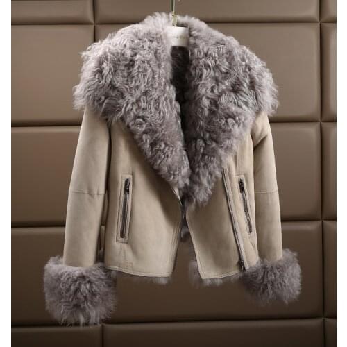 Genuine Wool Fur Coat Vintage Motorcycle Female Jacket Autumn Winter Warm Coats and Jackets Women 2020 Mulheres Casacos Zjt938