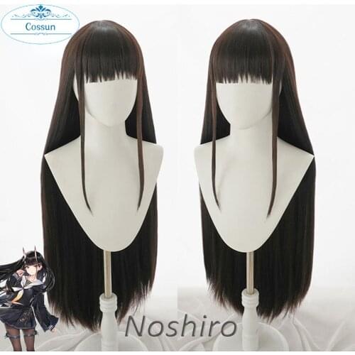Noshiro Cosplay Wig Game Azur Lane Women Heat Resistant Synthetic Black Brown Cosplay Wig Noshiro Cosplay