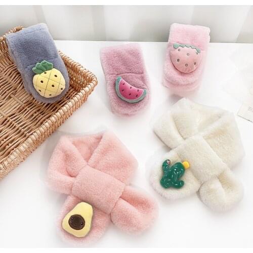 Autumn and Winter Children Cute Faux Fur Fruit Rabbit Outdoor Keep Warm Scarf with Neck Gift Baby Girls Soft Scarves for Kids
