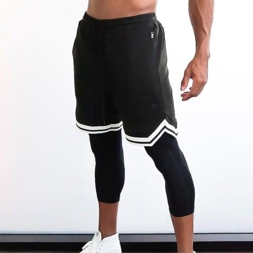 Shorts Fitness Men Summer Drawstring Zip Pocket Black Gray Shorts Gym Workout Jogging Quick-Drying Pants Casual Loose Sweatpants