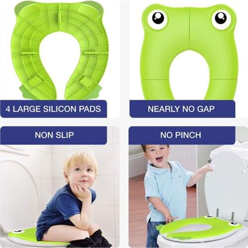 Foldable Potty Toilet Training Seat Portable Travel Toddler Toilet Seat with Carry Bag Prevent Germs Spread