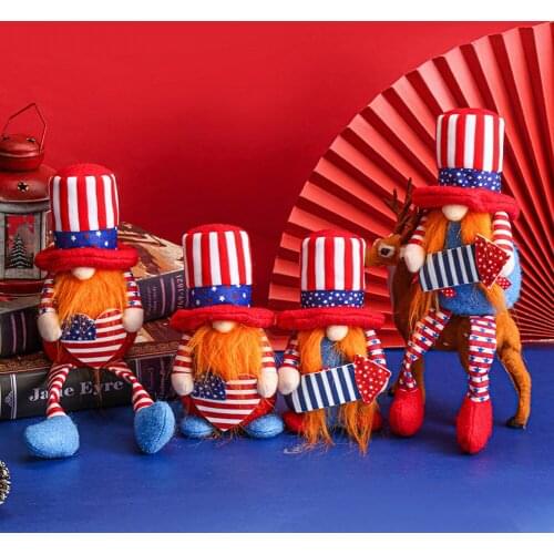 American Independence Day Decoration Gnome Doll Patriotic Veterans Day Plush Gnome Doll 4th of July Decor Easter Gnome