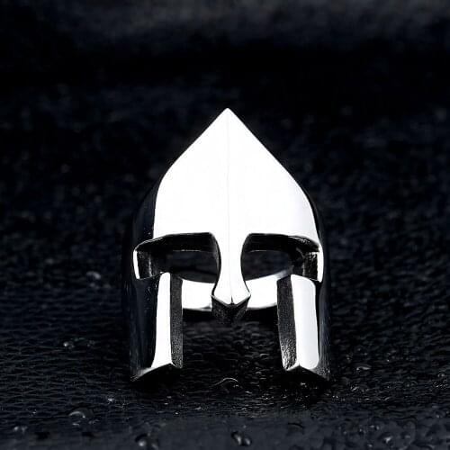 Vintage Warrior Titanium Steel Skull Biker Gothic Punk 316L Stainless Steel Ring For Men Retro Male Design Round Bands Rings