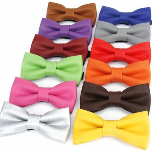 High Quality Mens Classic PU Pattern Leather Ties Butterfly Wedding Party Bowtie Solid Color Red Blue Black Bow Tie Butterfly