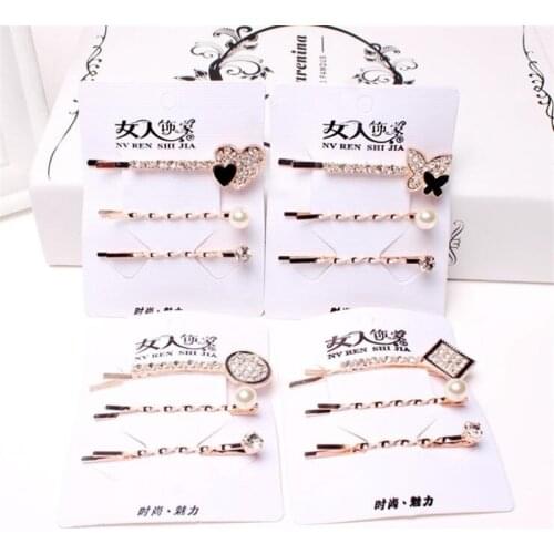Fashion Rhinestone Metal Barrette Women Girls Hair Clips Pins Hairpin Accessories For Women Hairgrip Hairclip Headdress Headwear