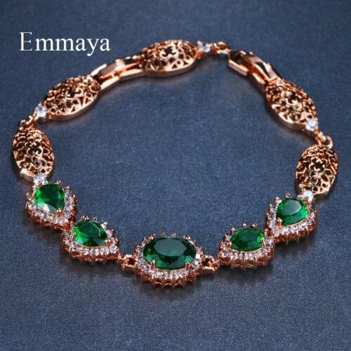 Emmaya Luxury Bangles White and Green Extensional Classical Charm Bracelet Wholesale Jewelry for Female Party Gift
