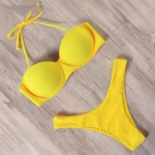 Bikini Womens Swimwear 2021 Leopard Print Brazil Suit Push-up Tube Top Lace Spaghetti Straps Women Summer Beachwear Biquini