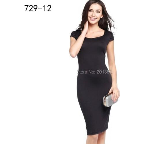 2019 New Summer Black long Dresses Empire Fashion Solid Print Short Womens Dress Slim