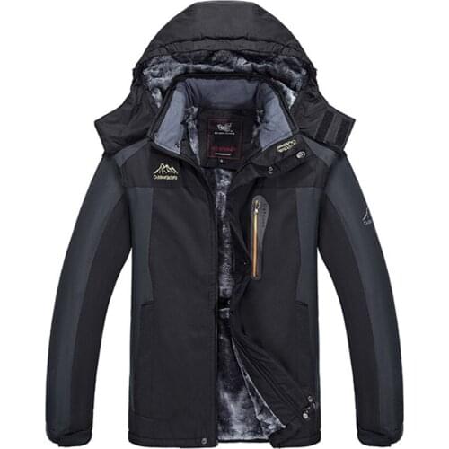 Winter wind and water-proof outdoor jackets Removable hat clothes with plush and thickened warm cotton padded clothes parka
