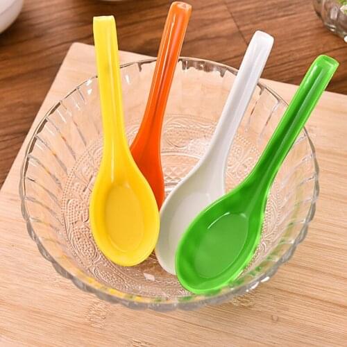 1PC Candy Color Long Handle Soup Spoons Tea Coffee Stirring Spoons Flatware Rice Ladle Spoon Meal Dinner Scoops Kitchen Supplies