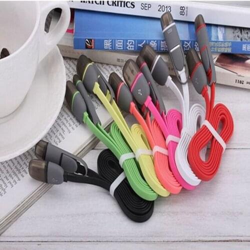 100pcs/lot Micro USB + 8 Pin 2 in 1 USB Sync Data Charging Cable for iPhone X 8 6 6s 7 For Samsung Galaxy S6 S7 S4 LG Android