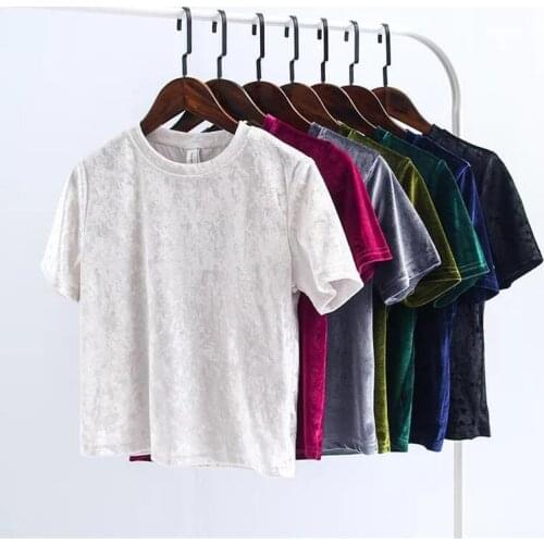 2020 Autumn Fashion Female Shirt Slim Tops Gold Velvet Tops O-Neck Long Sleeves Solid Women Shirts Plus Size M-5XL 6XL 7XL Black