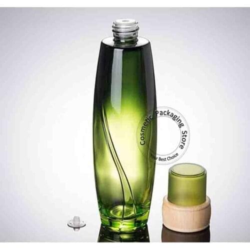 3pcs/Lot Empty 120ml Glass Green Bottle Plant series Pot Cosmetic Container 120g lotion Bottle Refillable Empty Container