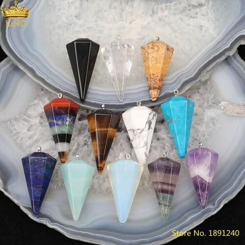 5Pcs/Lot Natural Rainbow Fluorite White Amethysts Quartz Stone Hexagonal Point Healing Pendant Necklace Chakra Jewelry JXD-50KBG