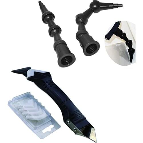 6sets per Order 2pcs 360 Angle Rotating Bent Nozzle and 1set 3 in 1 Caulk Finisher and Remover with Stainless Ste