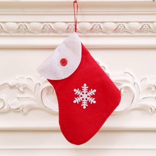 Diy red pocket gift Button snowflake socks pendant christmas tree toys decorations for home 2020 Happy New Year