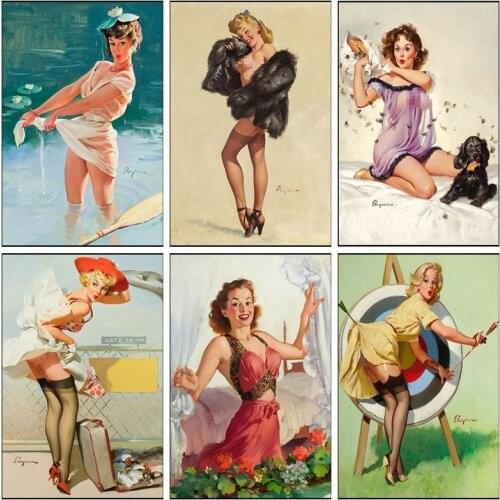 Spoof Sexy Goddess Canvas Art Paintings Poster and Print Cuadros Wall Art Picture Hotel Bathroom Toilet Fun Art Home Decoration