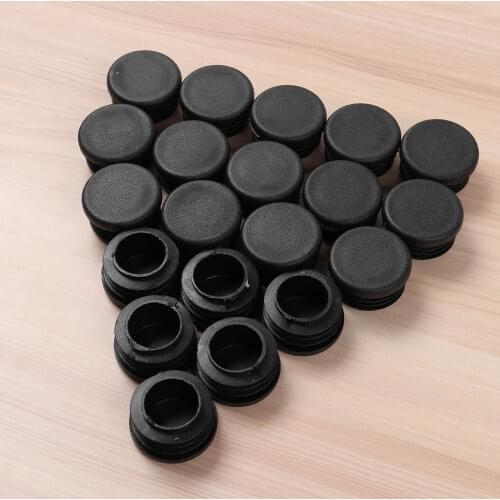 20 Plastic Round Feet Cups Table Chair Legs Protector Furniture Foot Plugs Anti Slip Leg Tubing End Caps Steel Chairs Pipe Cover