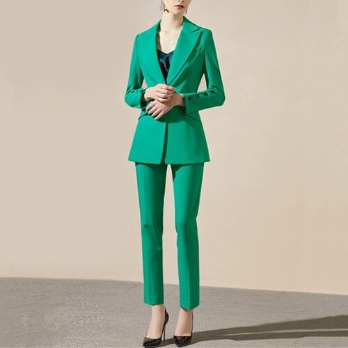 Professional womens pants suits new high-quality single-breasted suit jacket feminine blazer pencil pants womens trousers suit