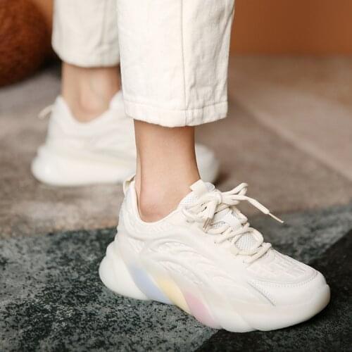 Dad Shoes Womens Spring 2021 New Height Increasing Ins Rainbow Bottom Casual Sneakers