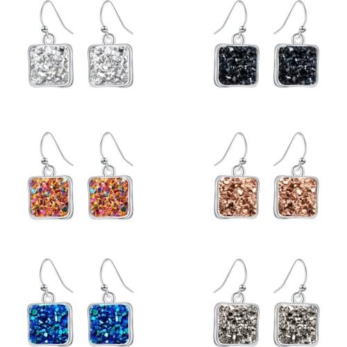 2019 Hot Sale jewelry crystal cluster Drop earrings for women Classic Square Austrian Crystal Earrings fashion 7 Color Bling Ea