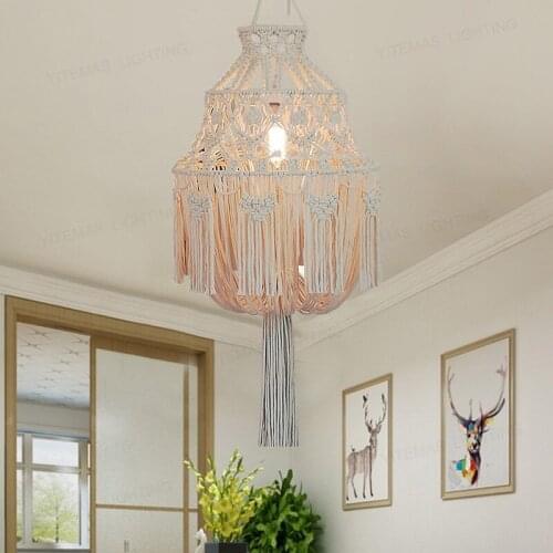 Bohemian style chandelier dining room living room decoration cotton chandelier romantic simple bedroom woven chandelier